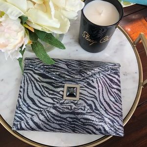 Kara Ross Zebra Animal Print Black Sequined bag